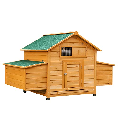 PawHut Hühnerstall für Hühner, wasserdicht, für den Garten, aus Holz, 150 x 100 x 96,5 cm von PawHut