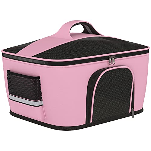 PawHut Katzen- und Hundetransporter mit 2 Reißverschlusstüren, Hundetasche mit Taschen und Kissen, 50x35x36cm, Pink von Aosom Italy