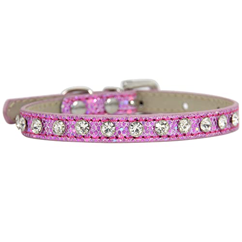 Aosora Katzenhalsband mit Strasssteinen, niedliches Katzenhalsband, Zubehör für Haustierhalsbänder, verstellbar, ideal für Mädchen, Katzen, männliche Katzen (Rosa) von Aosora