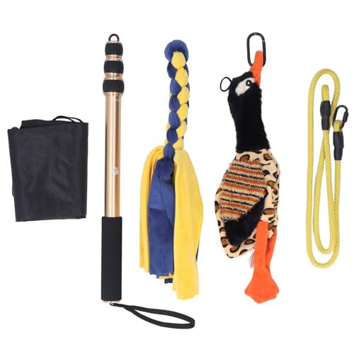 52 Zoll Teleskoper Hund Teaser Stick zum Training von Muskelverstärkung Hunde Interaktives Spiel Golden von Aoveew