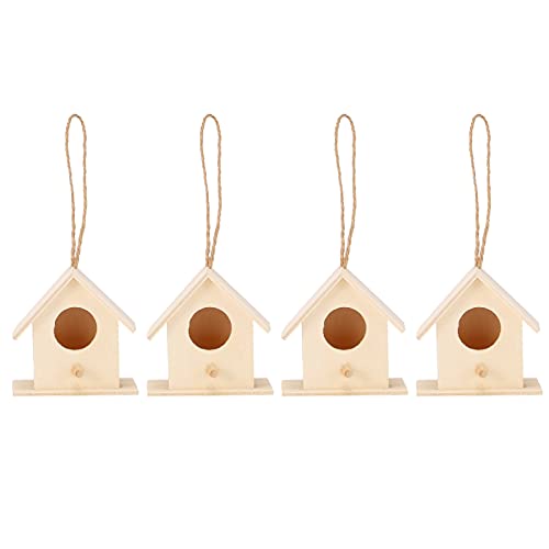 Aoveew 4PCS Holzvogelhaus charmante Vogelnester für Garten, einzigartiges und exquisites Design, haltbares Naturholz, Ideal für kleine Vögel, Außen- und Innennutzung von Aoveew