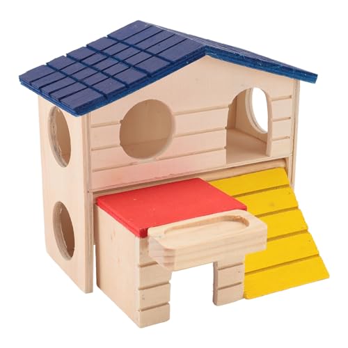 Aoveew Winziges Hamster Labyrinth Wood Haus Doppeldecker Hamster Haus mit Rutschenkletterspielzeug Samll Tier Holzhaus von Aoveew