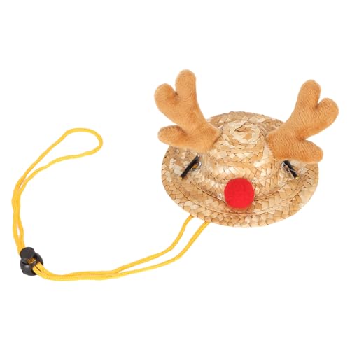 Bärtiger Drachenhut süßer Stroh Elchgeweih Dekor Einstellbare kleine Haustiere Echsen Hamster Spaß Weihnachtskostüm (8 coño 11 cm/p.) von Aoveew