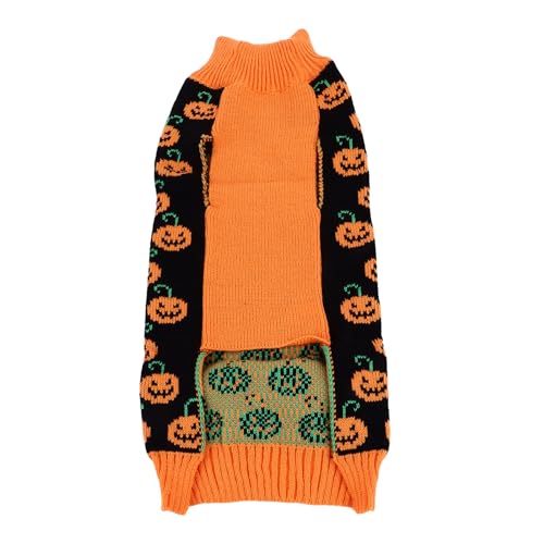 Halloween Hundepullover, Kürbishund Rollkragenpullover Strickwege für Haustiere, niedliche und komfortable Halloween -Hundekleidung für kleine und mittlere Hunde von Aoveew