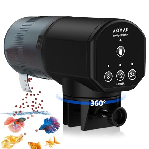 Futterautomat für Aquarium Automat Fische Futterspender: 200ML Groß Kapazität Fischfutter Feeder Feuchtigkeitsbeständig Fisch Futterautomaten Fuer Aquarium Fischtank von Aoyar