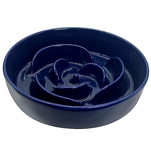 Apatal Keramik Slow Feeder Hundenapf Slow Feeding Puppy Food Dish for Small and Medium Pet Bowl for Fast Eaters Puzzle Slow Eating Bowl Maze (Black Rose) von Apatal