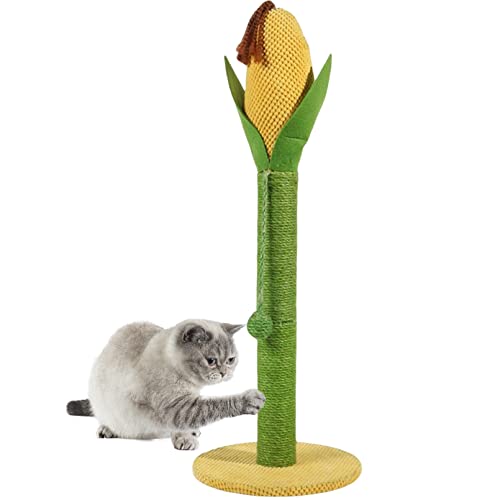 Apatal Kratzbaum für Katzen, 81,3 cm hoch, Mais-Kratzbaum für Indoor-Katzen, vertikaler Kätzchen-Kratzbaum mit interaktivem Spielzeug, langlebig, stabil, Sisal, Kralle, Kratzkord von Apatal