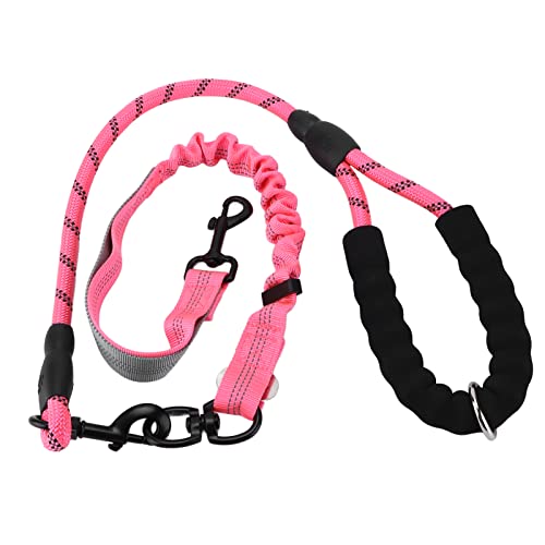 Apexare Hundeleinen für mittelgroße Hunde, kausichere Hundeleine aus Seil mit multifunktionaler elastischer Polsterung, robuster Karabiner, nachtreflektierend, für Training, (Pink) von Apexare