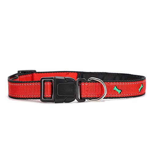 Apexare Reflective Collar, Adjustable Safety Nylon Collar for Medium Dogs, Small, Large, Puppy Pet Dogs Cats with Safety Buckle, for Night Walks, Hiking, Outdoor Activities (Red) von Apexare