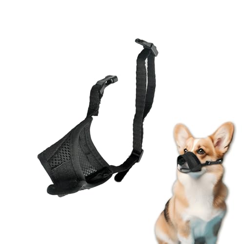 Hund Maulkorb, Hundemaulkorb Verstellbar Maulkorb aus Stoff Kleine Hunde Nylon-Maulkorb Mesh Atmungsaktiv Maulkörbe Hunde-Mundschutz Maske Anti-Kauen Bellen Beißen für Corgi Cocker Spaniel, M von Apkpesterml