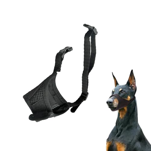 Hund Maulkorb, Hundemaulkorb Verstellbar Maulkorb aus Stoff Kleine Hunde Nylon-Maulkorb Mesh Atmungsaktiv Maulkörbe Hunde-Mundschutz Maske Anti-Kauen Bellen Beißen für Doberman Schnauzer, L von Apkpesterml