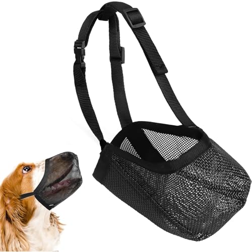 Hund Maulkorb, Hundemaulkorb Verstellbar Maulkorb aus Stoff Kleine Hunde Nylon-Maulkorb Mesh Atmungsaktiv Maulkörbe Hunde-Mundschutz Maske Anti-Kauen Bellen für Chihuahua Shih Tzu (Schwarz03, M) von Apkpesterml