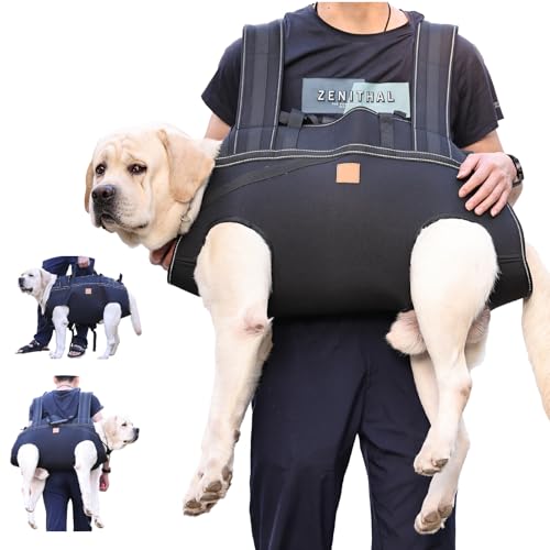 Hundegeschirr-Rucksack für große Hunde, Ganzkörper-Tragetasche, Rehabilitationsträger für Treppen/Autos, alte Verletzungen, Arthritis, Unterstützung der Hinterbeine (Schwarz, XL (Abstand Beine 17,8 cm von Apominton