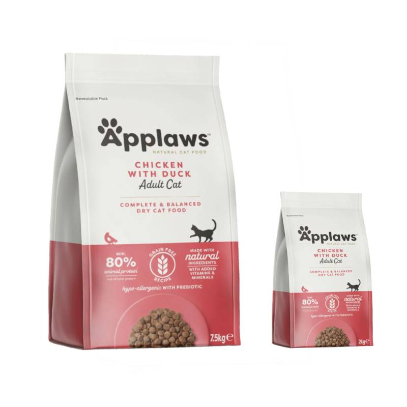 7,5 kg + 2 kg gratis! 9,5 kg Applaws Katzenfutter - Adult Huhn & Ente von Applaws