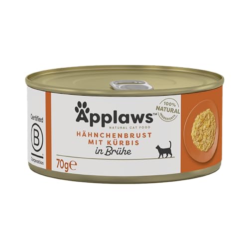 Applaws 100% natürliches Premium-Nassfutter für Katzen, Hühnerbrust mit Kürbis in Brühe - Packung mit 24 x 70g Dosen von Applaws