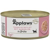 Applaws Nassfutter Katze Adult in Brühe Thunfischfilet mit Garnele 24x70 g von Applaws