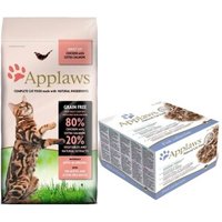 Applaws Adult Mischfütterung Applaws Adult Huhn mit Lachs 2kg + Multipack Adult 12x70g Fischauswahl von Applaws