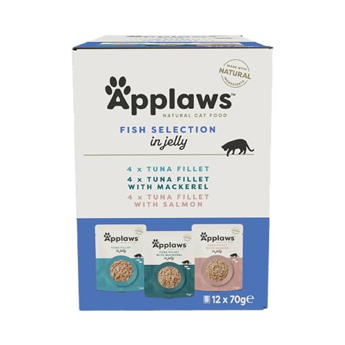 Applaws Premium Natural Nassfutter für Katzen, Fischauswahl in Gelee 70g Portionsbeutel (12x70g) von Applaws