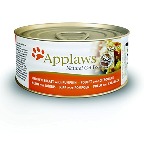 Applaws Dosenfutter für Katzen, Hähnchenbrust und Kürbis, 24 x 70 g, 1680 g von Applaws