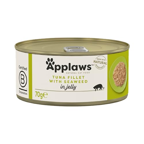 Applaws Premium Natural Katzennassfutter, Thunfisch mit Seetang in Gelee 70g Dose (24x70g) von Applaws