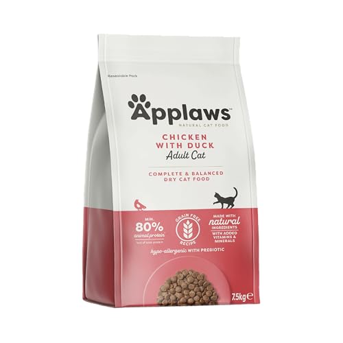 Applaws Katzentrockenfutter Adult, Huhn mit Ente, getreidefrei und komplett 7,5 kg (1 Packung) von Applaws