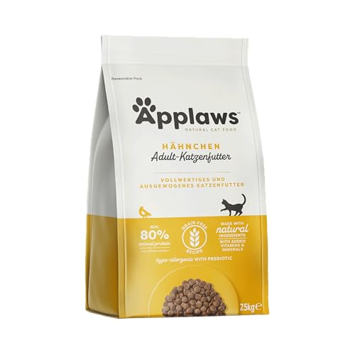 Applaws getreidefreies Katzentrockenfutter mit Huhn für ausgewachsene und reife Katzen, natürlich und vollständig (1x 7,5kg Packung) von Applaws