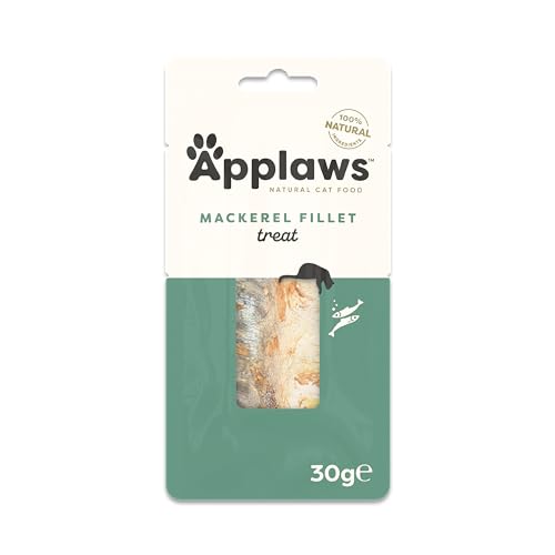 Applaws Natural Cat Treats, Ganze Makrele Lende Katzensnack, 30g Beutel (Packung mit 12 Stück) von Applaws