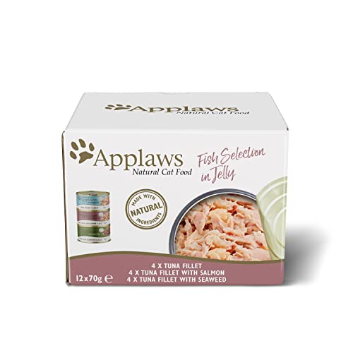 Applaws Natural Wet Cat Food, Multipack Chicken and Fish Selection in Jelly, 70 g Tins (Pack of 12) von Applaws