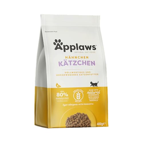 Applaws Kitten Trockenfutter mit Huhn, komplett und getreidefrei für junge Katzen im Alter von 1-14 Monaten (400g Packung) von Applaws