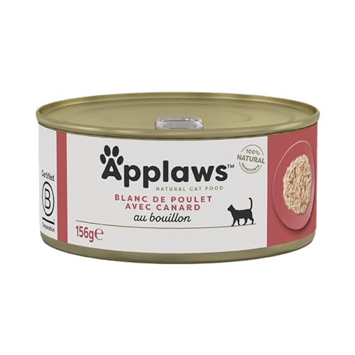 Applaws Natural Premium Katzennassfutter, Hühnerbrust mit Ente in Brühe Packung mit 24 x 156g Dosen von Applaws