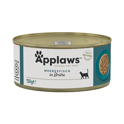 Applaws 100% natürliches Premium-Nassfutter für Katzen, Meeresfisch in Brühe - Packung mit 24 x 156g Dosen von Applaws