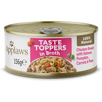 Applaws Taste Toppers in Brühe 6 x 156 g - Huhn mit Lachs, Kürbis, Karotten & Erbsen von Applaws