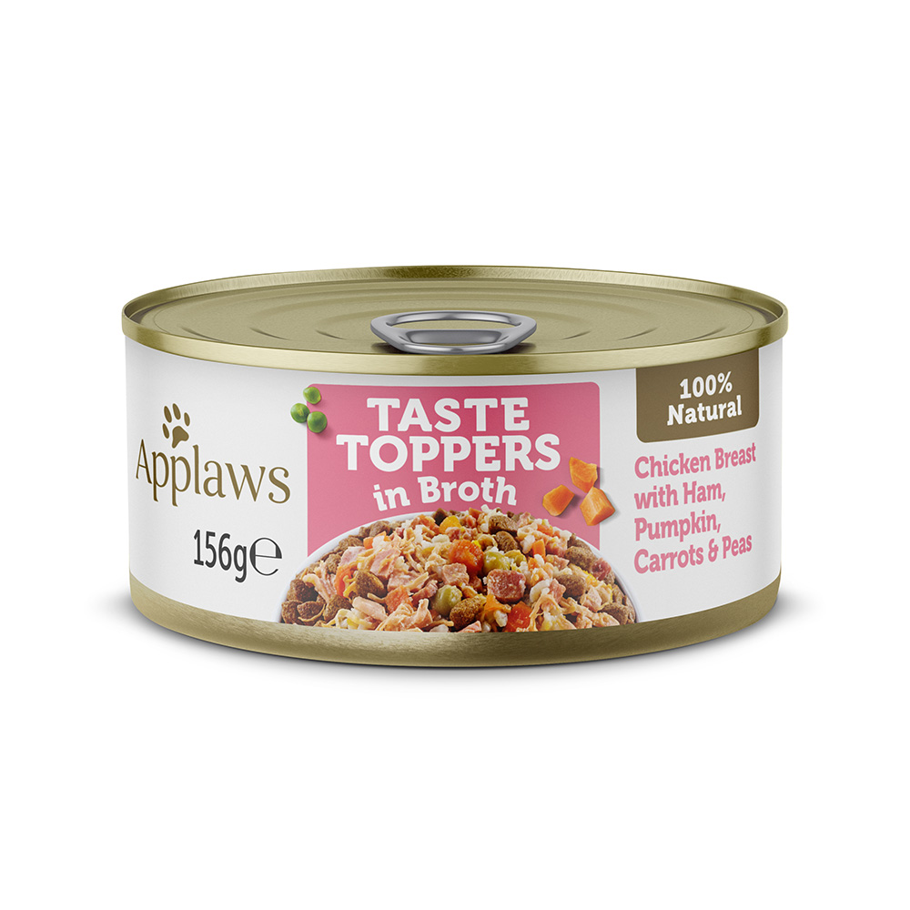 Applaws Taste Toppers in Brühe 6 x 156 g - Huhn mit Schinken, Kürbis, Karotten & Erbsen von Applaws