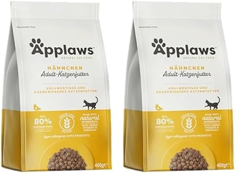 Applaws getreidefreies Katzentrockenfutter mit Huhn für ausgewachsene und reife Katzen, natürlich und vollständig (1x 400g Packung) (Packung mit 2) von Applaws