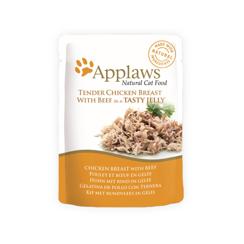 Applaws in Jelly Katzenfutter - Frischebeutel - Chicken Breast & Beef - 16 x 70 g von Applaws