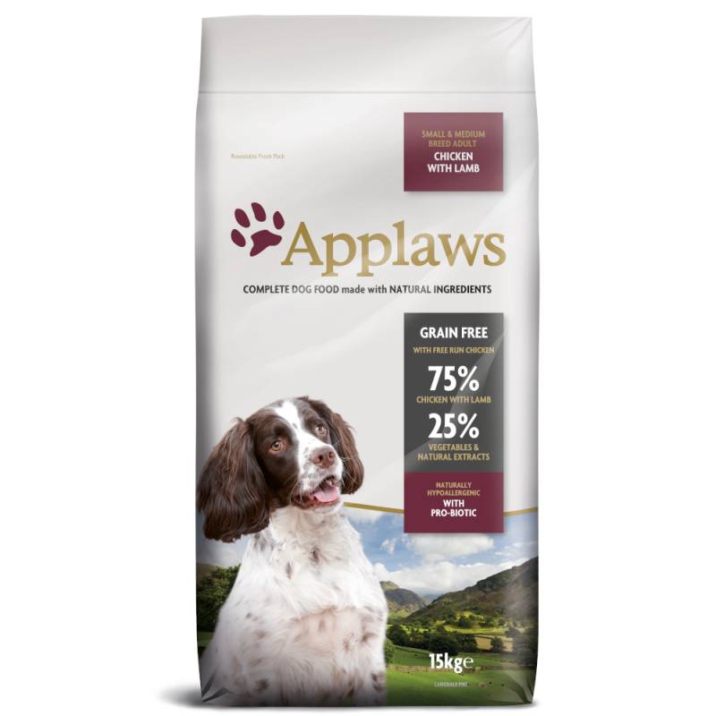 Doppelpack Applaws 2 x 7,5 kg / 15 kg - Adult Huhn & Lamm Kleine & Mittelgroße Rassen (2 x 15 kg) von Applaws