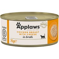 Sparpaket Applaws in Brühe 24 x 70 g - Hühnchenbrust & Käse von Applaws