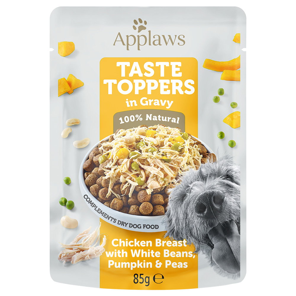 Sparpaket Applaws Taste Toppers in Soße 24 x 85 g - Huhn, Erbsen, Kürbis & weiße Bohnen von Applaws