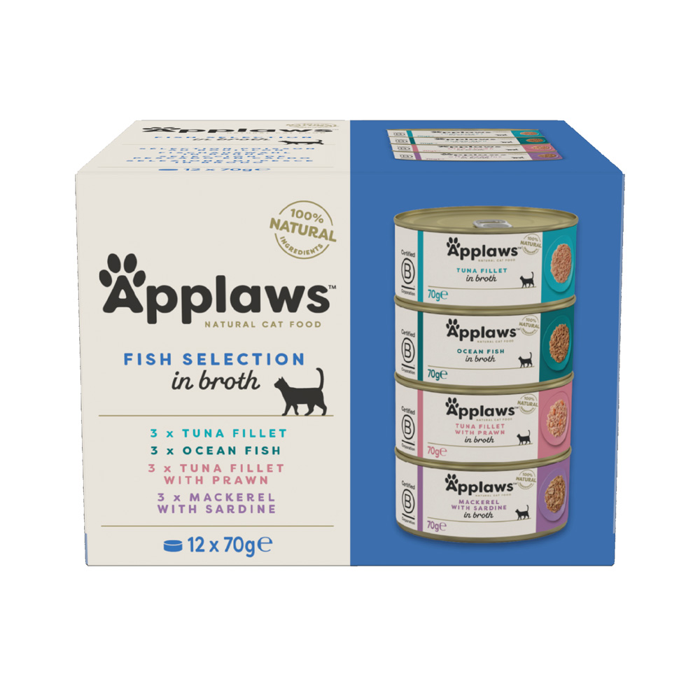 Sparpaket Applaws in Brühe 24 x 70 g - Mixpaket Fisch (4 Sorten) von Applaws