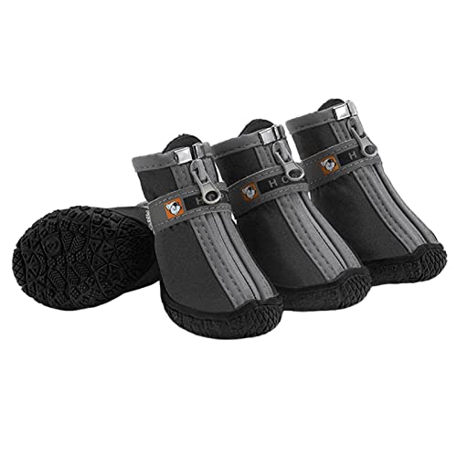 Appoo Hundestiefel - wasserdichte Hundeschuhe, Hundeschuhe mit reflektierender, robuster, Rutschfester TPR-Sohle Hundeschuhe für kleine mittlere Hunde 4 Stück von Appoo