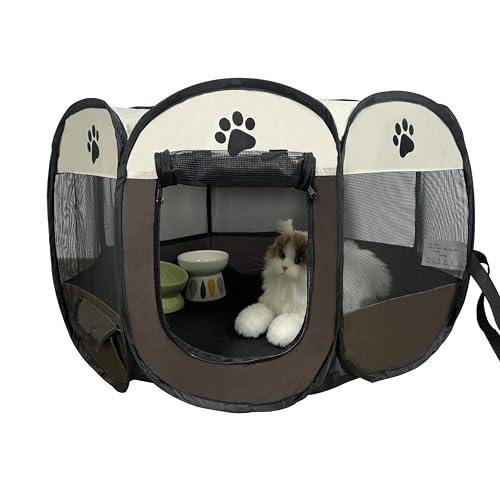 Aptododo Katzenlaufstall für Indoor-Katzen geschlossen, Katzenzelt Outdoor (Kaffee, Groß, 1) von Aptododo