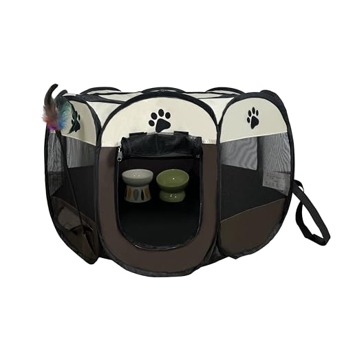 Aptododo Katzenlaufstall für Indoor-Katzen geschlossen, Katzenzelt Outdoor (Kaffee, Standard, 1) von Aptododo