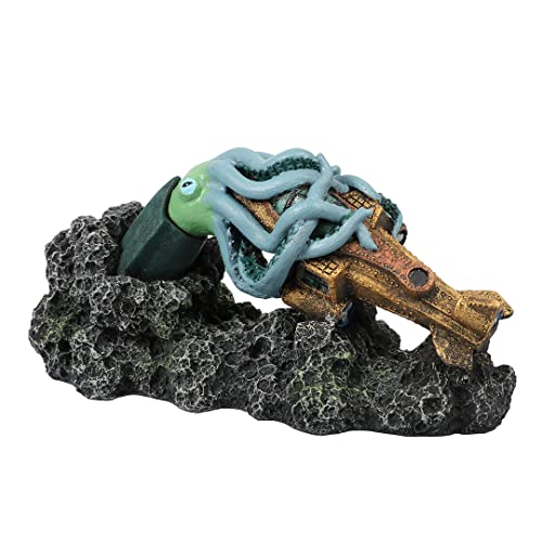 Aqua Della, Steampunk Kraken S Aquarium-Dekoration, 16,7 x 8,2 cm, Ornament aus Polyesterharz, ungiftig und pH-neutral, für Süß- und Salzwasser, extrem detailliert von Aqua Della