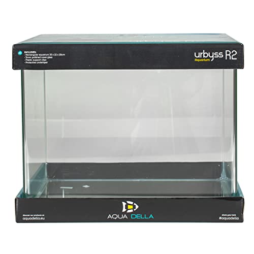 Aqua Della, Urbyss Aquarium, 35 x 22 x 28 cm, rechteckiges Aquarium mit gebogenem und poliertem Glas, 5 mm, Schutzglas, 3 mm, poliertes Schutzglas aus Kunststoff, Schutzmatte von Aqua Della