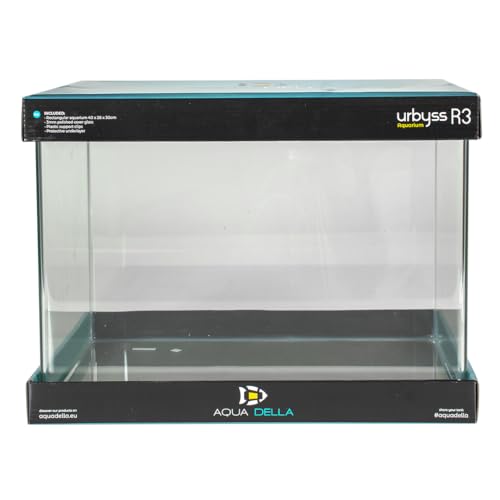 Aqua Della, Urbyss Aquarium, 40 x 26 x 30 cm, rechteckiges Aquarium mit gebogenem und poliertem Glas, 5 mm, Schutzglas, 3 mm, poliertes Schutzglas aus Kunststoff, Schutzmatte von Aqua Della