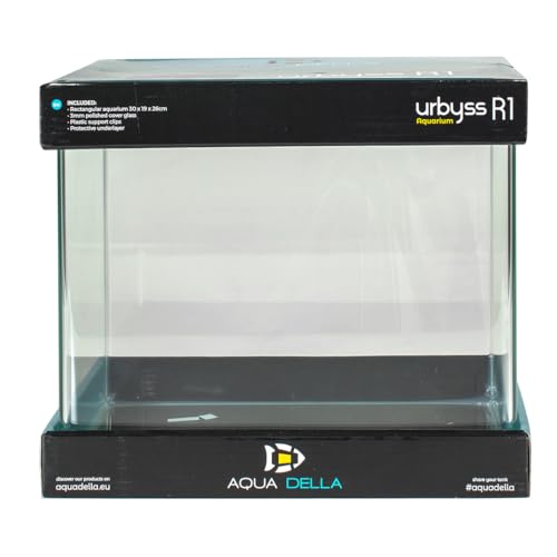 Aqua Della, Urbyss Aquarium 30 x 19 x 25 cm, rechteckiges Aquarium mit gebogenem und poliertem Glas, 5 mm, Schutzglas 3 mm, Befestigungsclips aus Kunststoff, Schutzmatte von Aqua Della