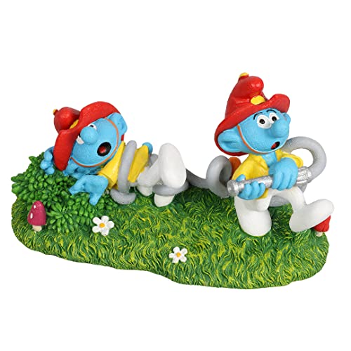 Smurfs AquaDella Aqua Della, Feuerwehrmann-Waldschlümpfe-Figur, 15,7 x 7,2 x 8,6 cm, sehr detailliert und aus Polyesterharz, ungiftig und pH-neutral, für Süß- und Meerwasseraquarien von Smurfs AquaDella