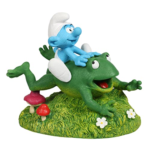 Aqua Della, Figur Schlümpfe Wald Frosch, 13 x 8,2 x 11,4 cm, sehr detailliert und hergestellt aus Polyesterharz, ungiftig und pH-neutral, für Süß- und Meerwasseraquarien von Smurfs AquaDella