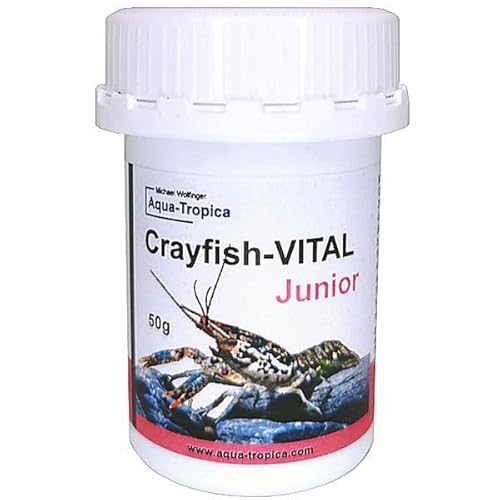 Aqua-Tropica Crayfish-VITAL Junior - Premiu Krebsfutter zur Aufzucht von Flusskrebsen I Zwei Korngrößen in Einer Dose vereint (1,5 mm und 3 mm) I 50g von Aqua-Tropica