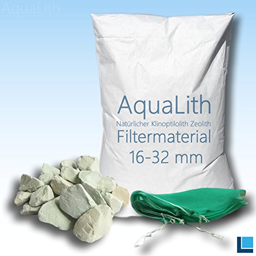 AquaLith 25 KG ZEOLITH Filtermaterial 16-32 mm + 2 x Filtersäcke XL 43x60 cm für Koiteiche, Gartenteiche, Zierteiche und Schwimmteiche von AquaLith